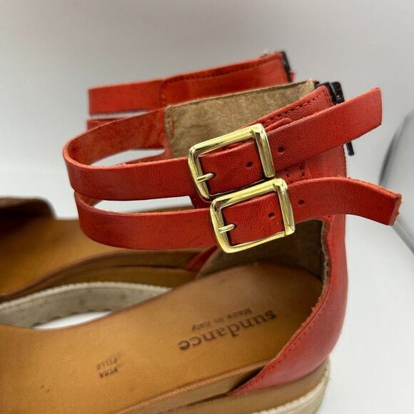 Sundance 38 Lug Sole Back Zip Leather Sandals - Slight Flaw - Picture 4 of 12